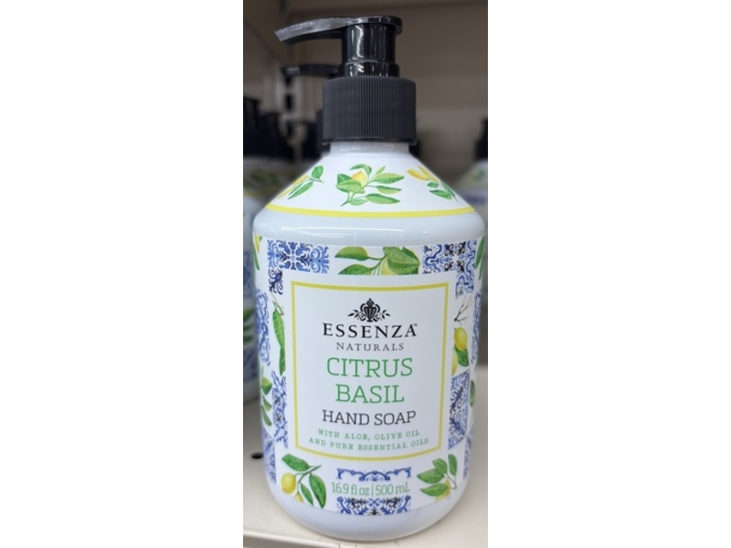 Essenza Naturals Hand Soap, Citrus Basil, 16.9 fl oz/500 mL