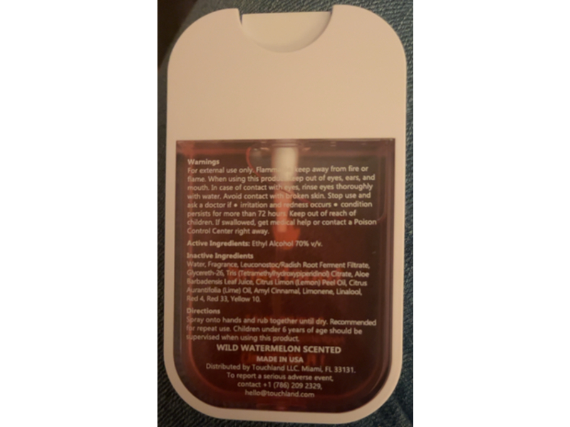 Touchland Power Mist Hydrating Hand Sanitizer, Wild Watermelon Scented, 1 fl oz/30 mL