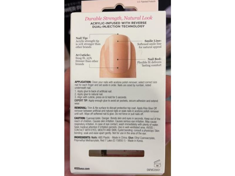 Kiss Salon Acrylic French Nail Manicure Set, Nude, Medium, 28 Counts
