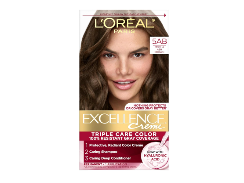 L'oreal Paris Excellence Creme Triple care Color Permanent Hair Color, 5AB Mocha Ash Brown, 1 Application