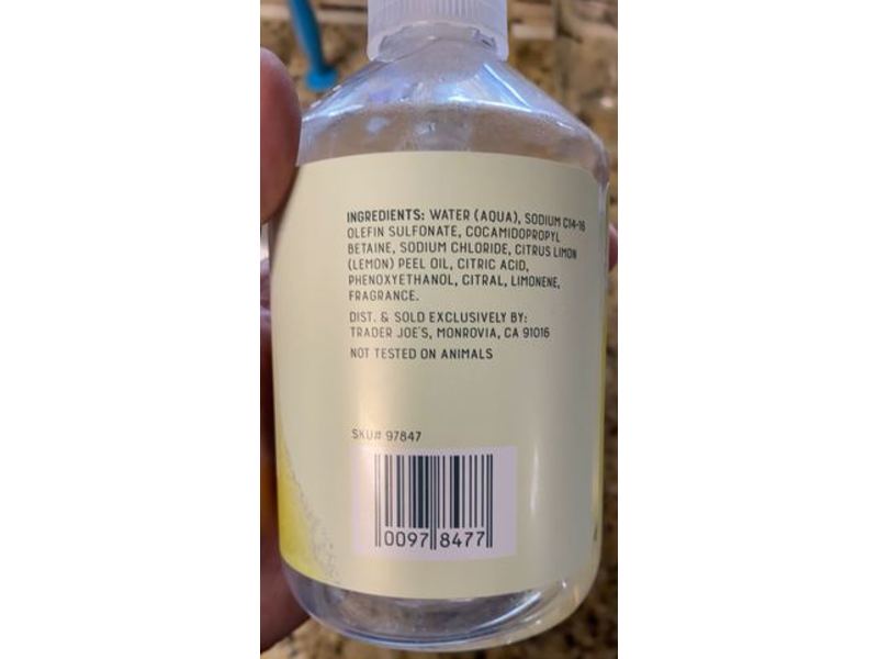 Trader Joe's Kitchen Hand Soap, Lemon, 1.7 fl oz/503 mL