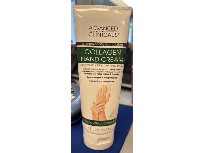 Advanced Clinicals Collagen Hand Cream, Aloe Vera & Shea Butter, 8 fl oz/237 mL
