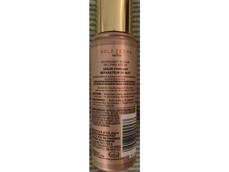 Pantene Gold Series Overnight Repair Melting Serum, Biotin and Kukui Nut Oil, 3.2 fl oz/95 mL