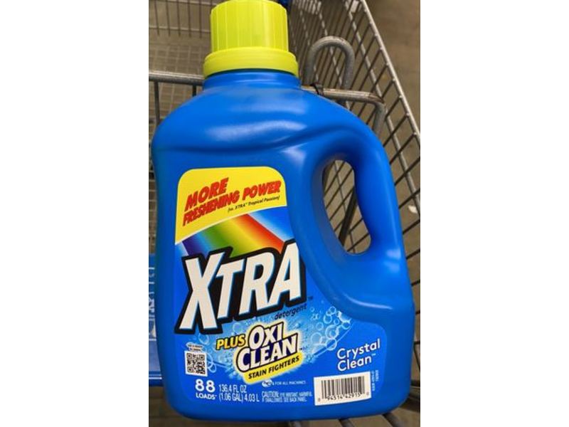Xtra Plus Oxi Clean Detergent, Crystal Clean, 88 Loads, 136.4 fl oz/4.03 L
