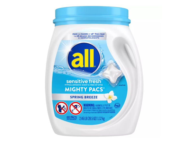 All Sensitive Fresh Mighty PACS, Spring Breeze, 39.5 oz/1.12 kg, 60 Count