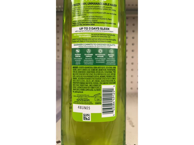 Garnier Fructis Sleek & Shine Smoothing Shampoo, 12.5 fl oz/370 ml