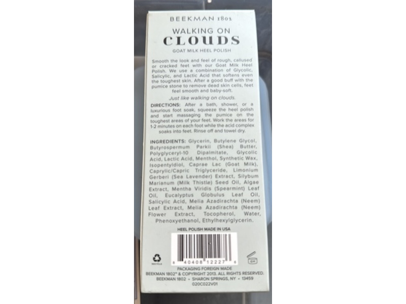 Beekman 1802 Walking On Clouds Heel Polish, Goat Milk, 3.38 fl oz/100 mL