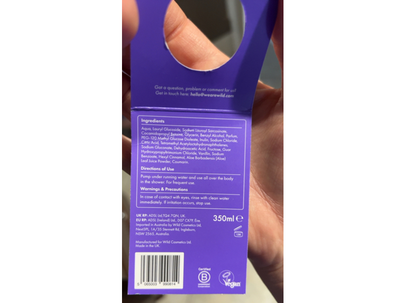 Wild Natural Refillable Body Wash, Coconut & Vanilla, 350 mL