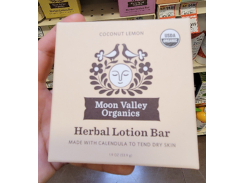 Moon Valley Organics Herbal Lotion Bar, Coconut Lemon, 1.9 oz