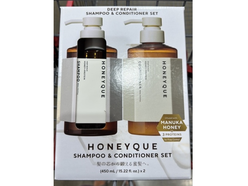 Honeyque Deep Repair Shampoo + Conditioner Set, 15.22 fl oz/450 mL
