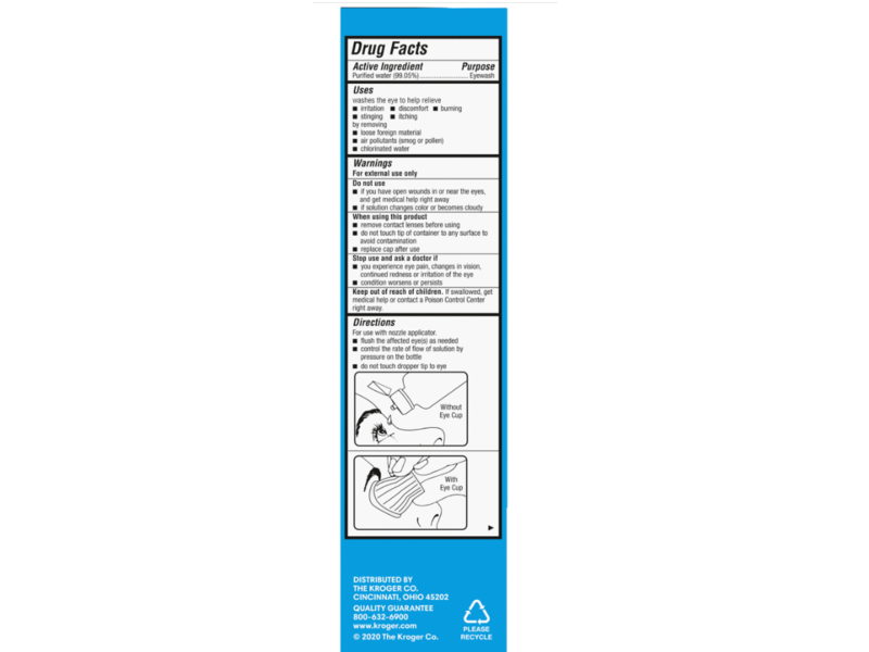 Kroger Sterile Eye Wash Eye Irrigating Solution, 4 fl oz/118 mL