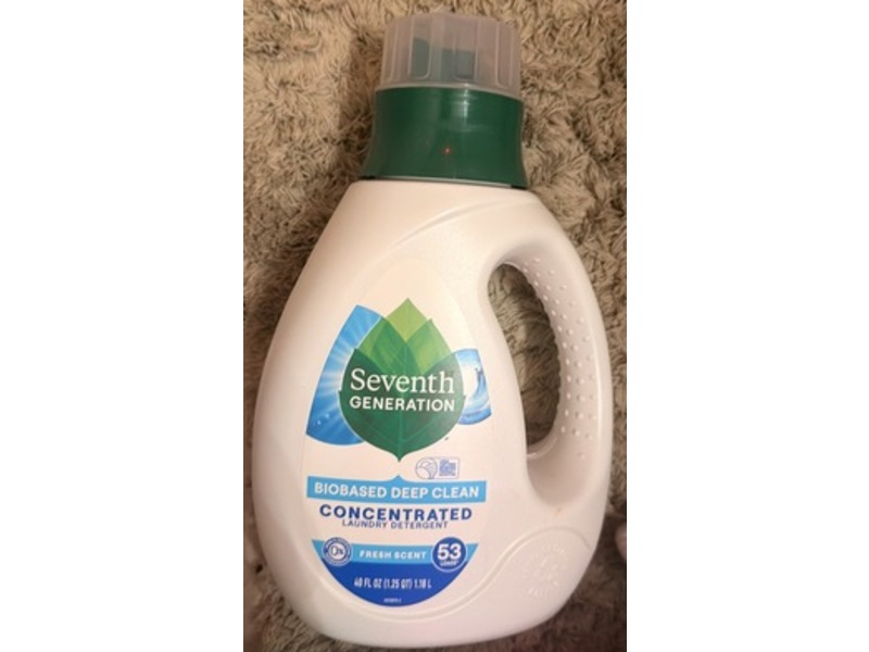 Seventh Generation Biobased Deep Clean Concentrated Laundry Detergent, Fresh Scent, 53 loads, 40 fl oz/1.18 L