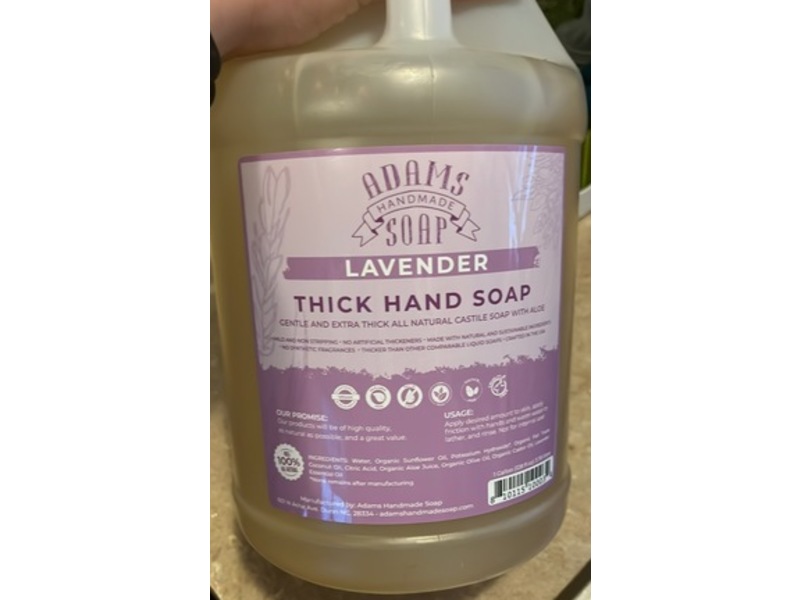 Adams Handmade Soap Thick Hand Soap, Lavender, 128 fl oz/3.78 L
