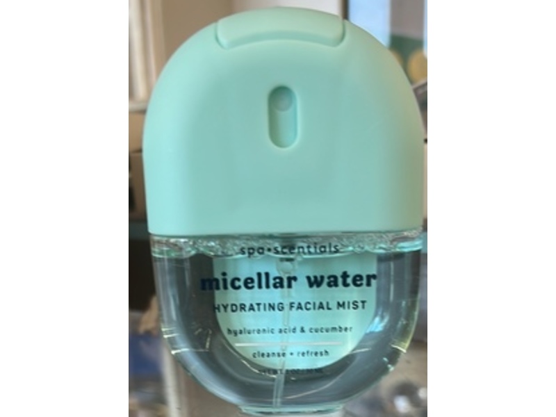 Spa Scentials Micellar Water Hydrating Facial Mist, Hyaluronic Acid & Cucumber, 1 fl oz/30 mL