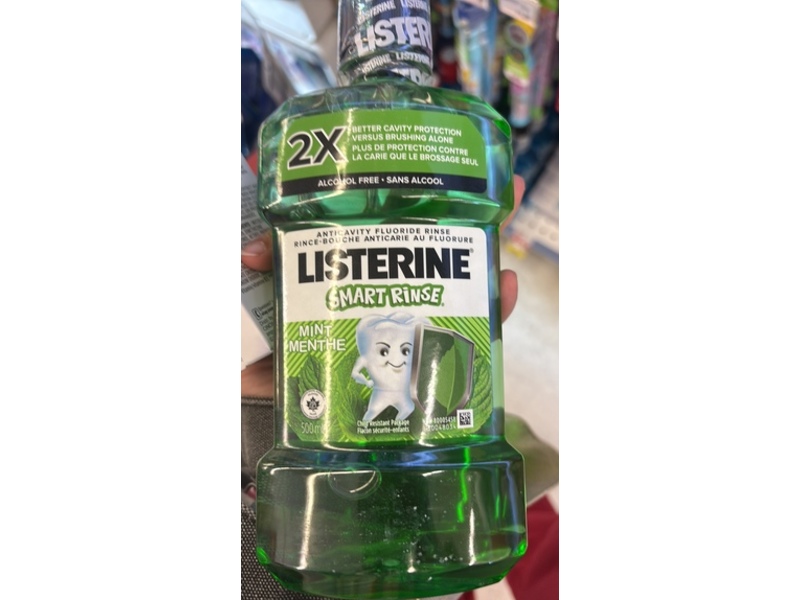 Listerine Smart Rinse Anticavity Fluoride Rinse, Mint, 500 mL