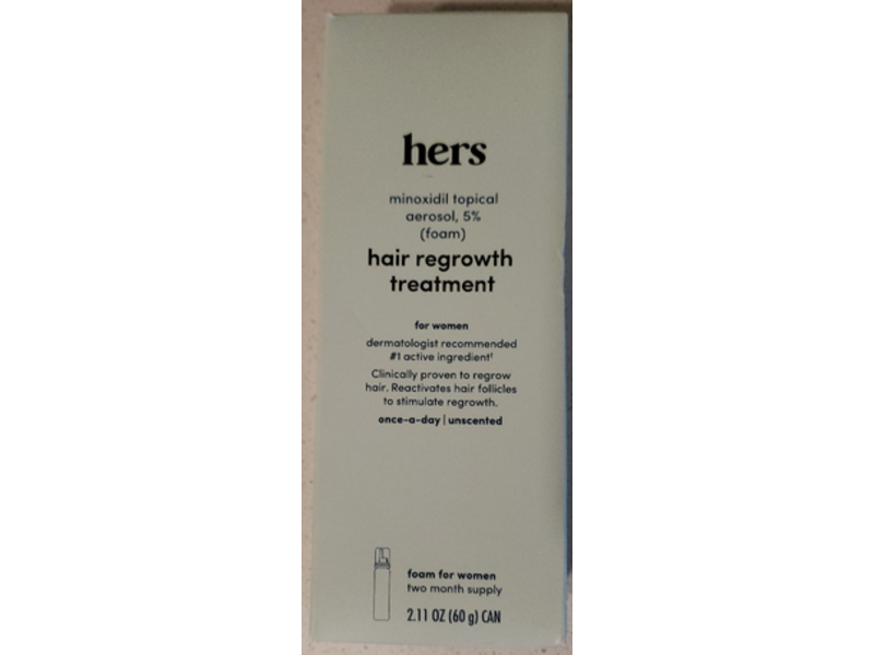Hers Hair Regrowth Foam Treatment, 5% Minoxidil, 2.11 fl oz/60 g, Pack Of 2