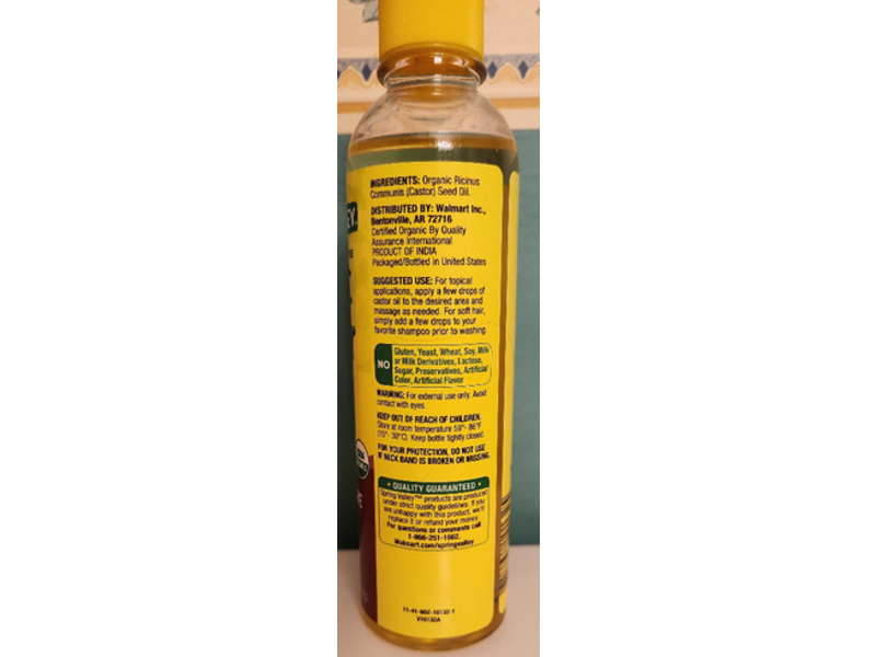 Spring Valley Organic Castor Oil, 8 fl oz|237 mL
