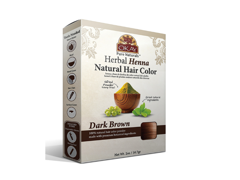 Okay Pure Naturals Herbal Henna Natural Hair Color, Dark Brown, 2 oz/56.7 g