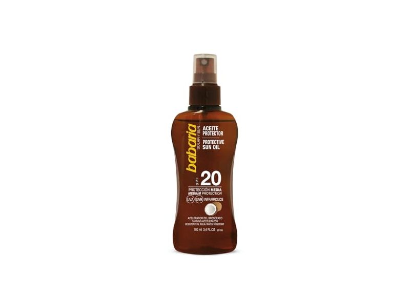 Babaria Protective Sun Oil, SPF 20, 3.4 fl oz/100 mL