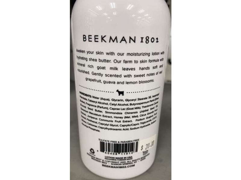 Beekman 1802 Awakening Goat Milk Lotion, Honeyed Grapefruit, 12.5 fl oz/370 mL