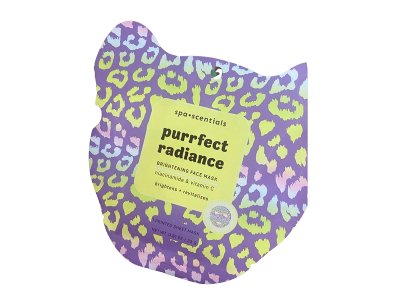Spa Scentials Purrfect Radiance Brightening Face Mask, Niacinamide & Vitamin C, 0.81 oz/23 g