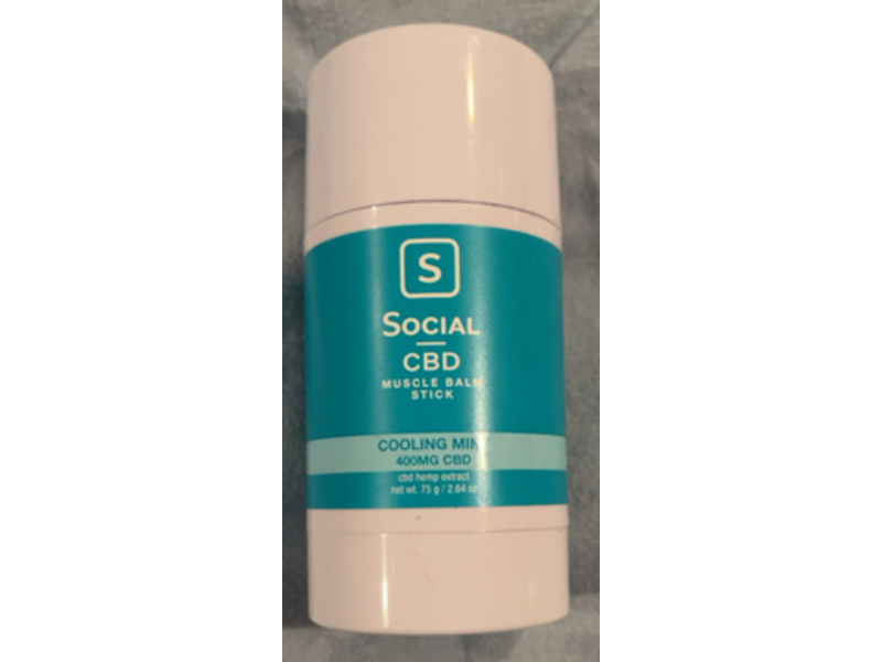 Social Cbd Muscle Balm Stick, Cooling Mint, 2.64 oz/75 g
