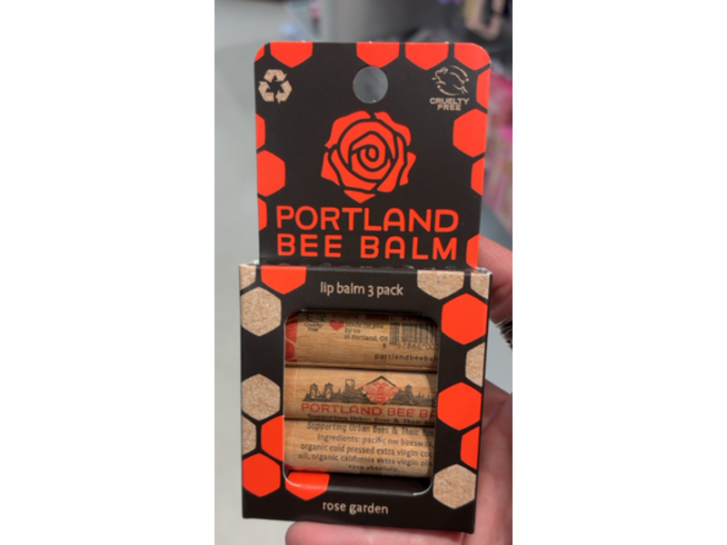 Portland Bee Lip Balm, Rose Garden, 0.15 oz/4.2 g, 3 Pack
