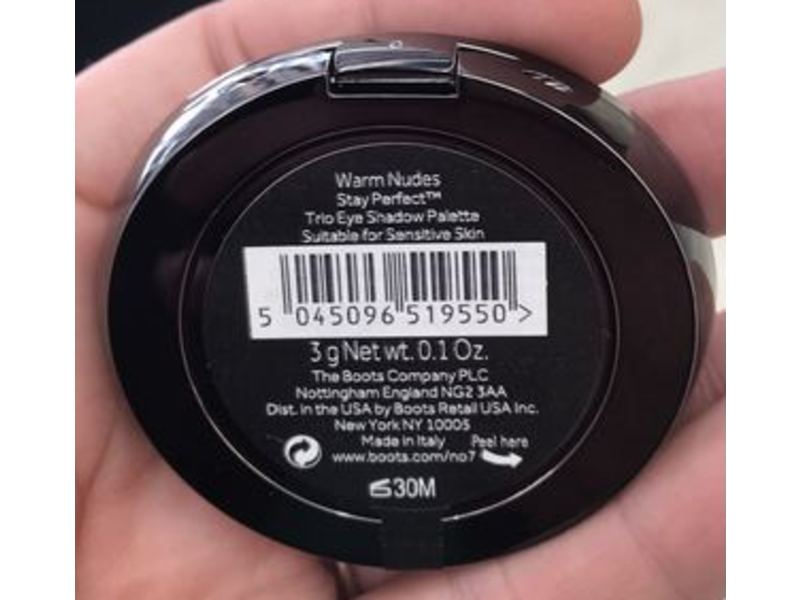 No7 Stay Perfect Eye Shadow Trio, Warm Nudes, 0.1 oz/3 g