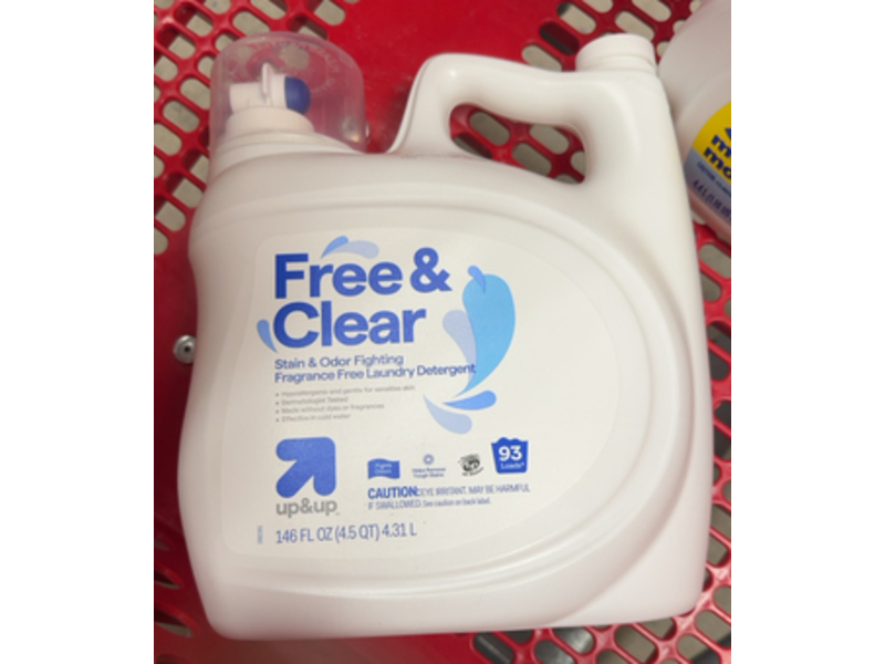 Up & Up Stain & Odor Fighting Laundry Detergent, Free & Clear, 93 Loads, 146 fl oz/4.31 L