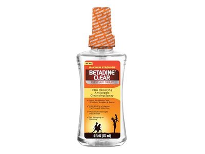 Betadine Clear Pain Relieving Antiseptic Cleansing Spray, 6 fl oz/177 mL