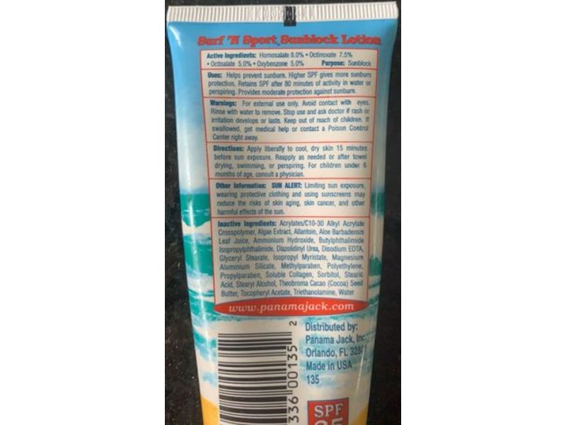 Panama Jack Surf 'N Sport Sunblock Lotion, SPF 35, 3 fl oz/90 mL