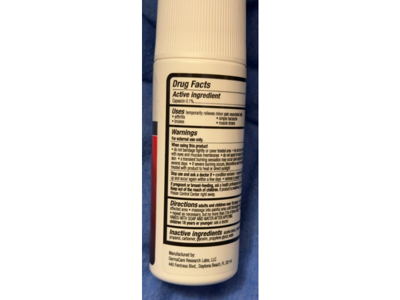 DCH Labs Arthritis Pain Relief Roll - On, Capsaicin 0.1%, 3 oz/85 g