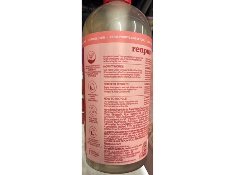 Renpure Clarifying Shampoo, Apple Cider Vinegar & Aloe, 24 fl oz/710 mL