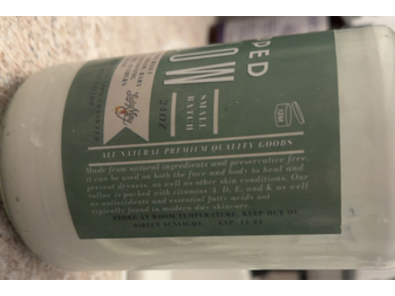 Lady May Tallow Whipped Tallow Daily Moisturizer, 100 % Grass Fed Beef, 24 oz