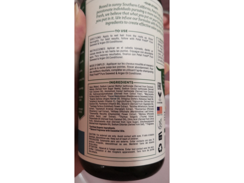 Petal Fresh Pure Strengthening Shampoo, Seaweed & Argan Oil Shampoo, 16 fl oz/475 mL