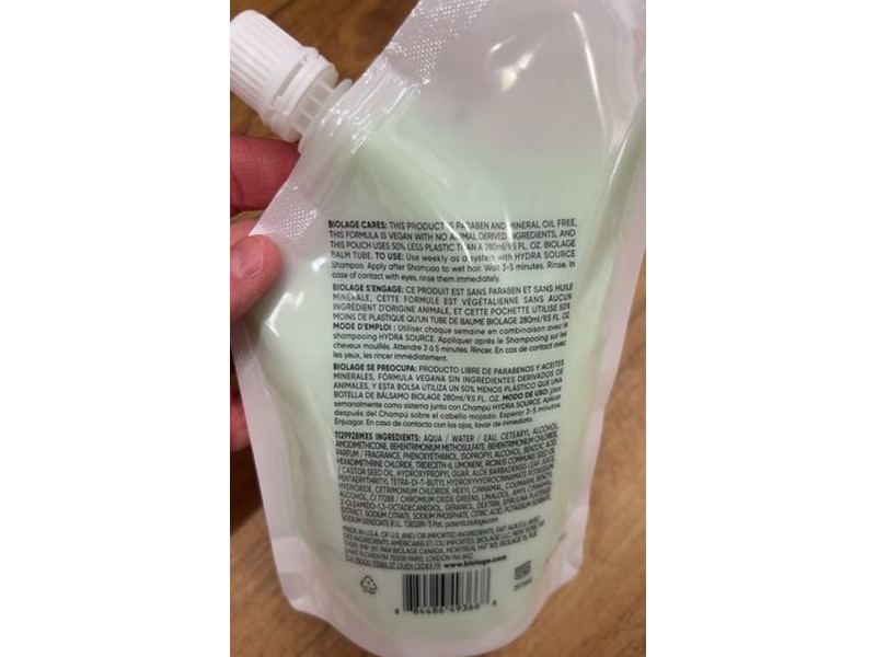 Biolage Hydra Source Deep Treatment Pack Hair Mask, Aloe, 10.1 fl oz/300 mL