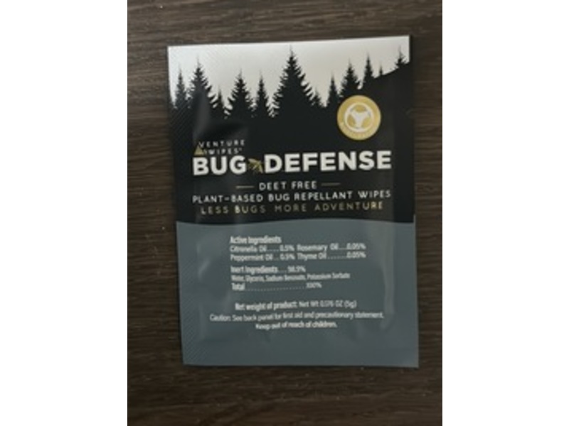 Venture Wipes Bug Defense Repellent Wipes, 0.176 oz/5 g, 15 Count
