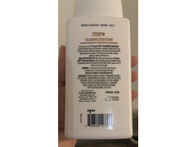 Personal Care Volumizing Conditioner, Warm Sugar & Cinnamon Scented, 13 fl oz/384 mL