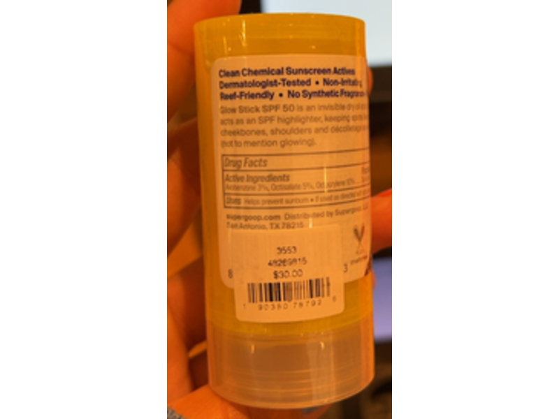 Supergoop! Glow Stick Sunscreen, SPF 50, 0.70 oz/20 g