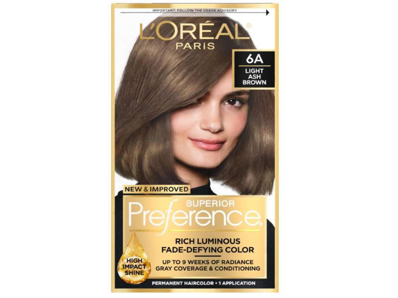 L’Oreal Paris Superior Preference Permanent Hair Color, 6A Light Ash Brown, 1 Application