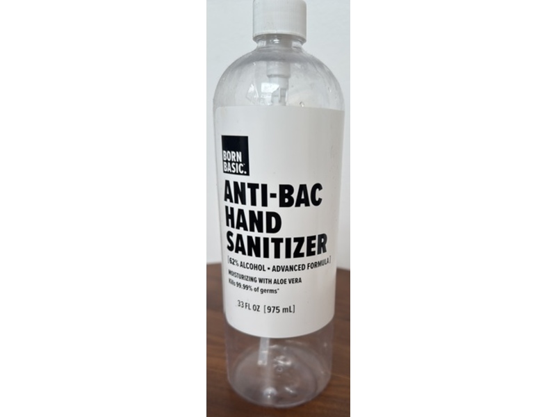 Born Basic Anti-Bac Hand Sanitizer, Aloe Vera, 33 fl oz/975 mL