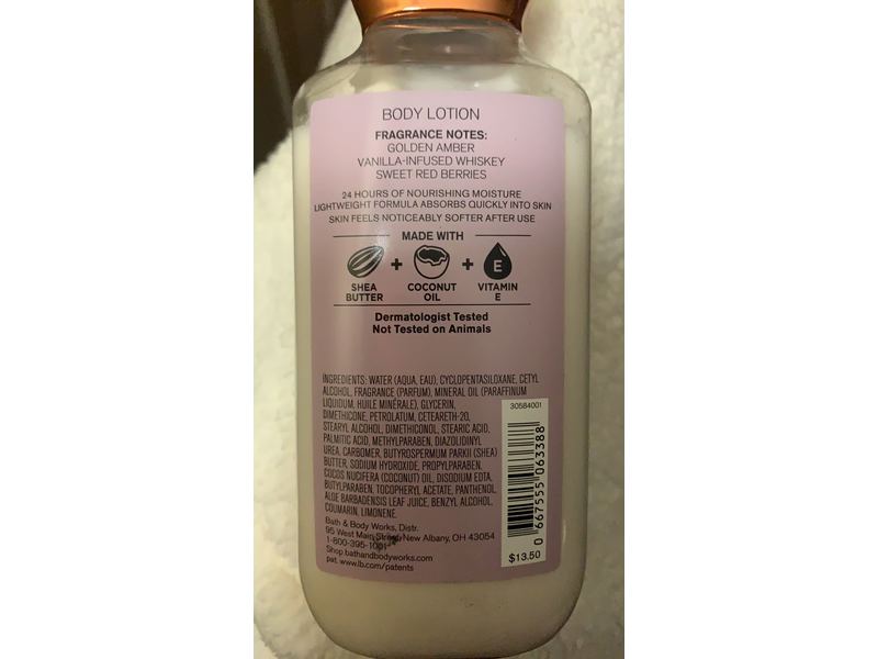 Bath and Body Works Sweet Whiskey Body Lotion, Shea Butter + Vitamin E, 8 fl oz/236 mL