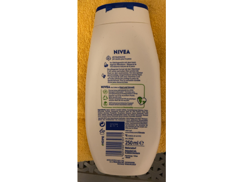 Nivea Care Shower Gel, Cashmere & Cotton Seed Oil, 250 mL