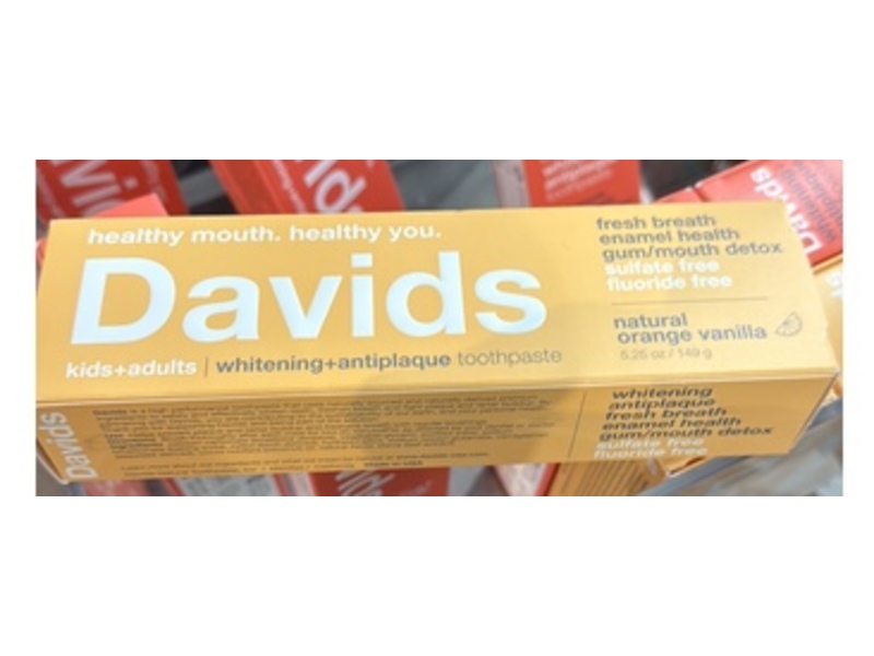Davids Whitening + Antiplaque Toothpaste, Natural Orange Vanilla, 5.25 oz/149 mL