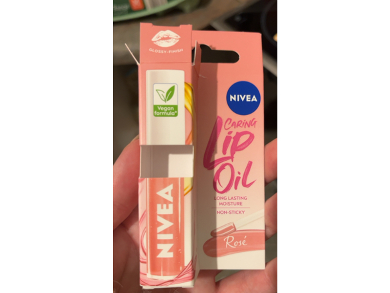 Nivea Caring Glossy Finish Lip Oil, Rose, 5.5 mL