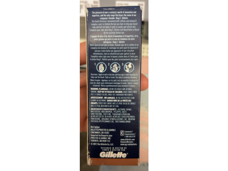King C. Gillette Beard Thickener, Vitamin B & Caffeine, 1.7 fl oz/50 mL