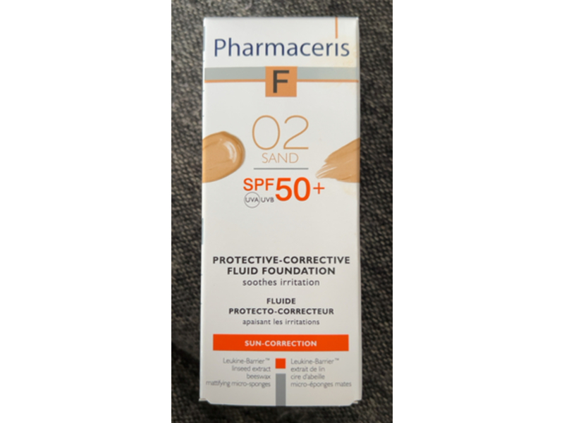 Pharmaceris Protective-Corrective Fluid Foundation, SPF 50+, 02 Sand, 1 fl oz/30 mL