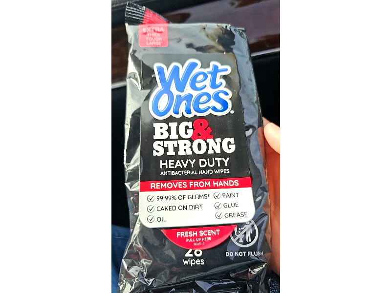 Wet Ones Big & Strong Antibacterial Hand Wipes, Fresh Scent, 28 Count, Pack Of 6
