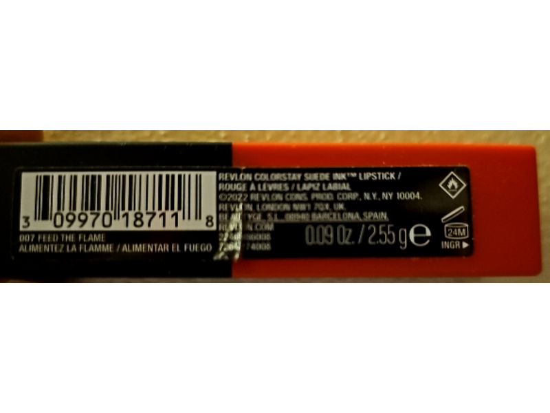 Revlon ColorStay Suede Ink Lipstick, 007 Feed the Flame, 0.09 oz/2.55g