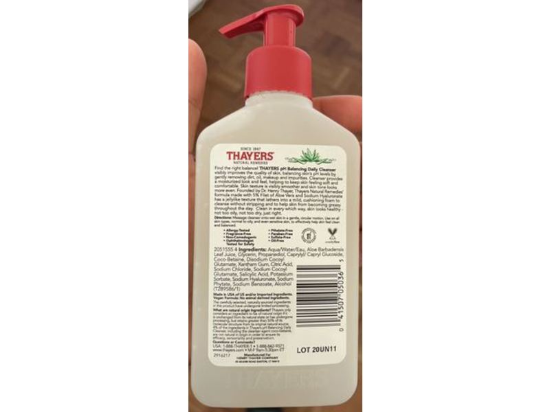 Thayers Ph Balancing Daily Cleanser, Sodium Hyaluronate, 8 fl oz/237 mL